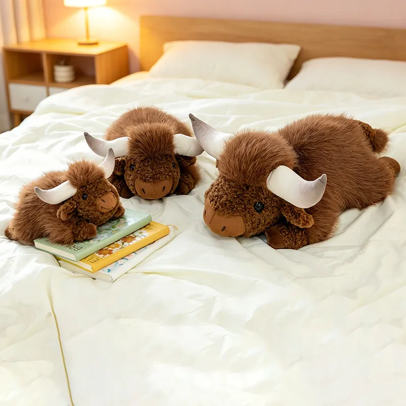 Cute Lying Down Yak Plush Toy – Trending Soft Stuffed Animal Doll, Snow Mountain Sacred Animal Birthday Gift for Kids, Adorable Sleeping Pose Ox